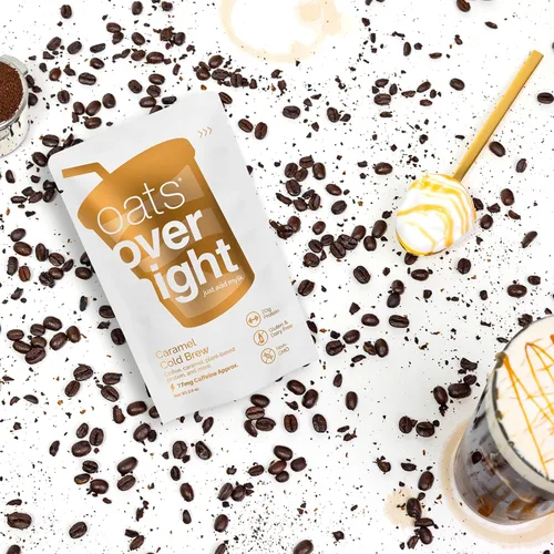 Miniatura 6 de Oats Overnight - Caramel Cold Brew - Vegano, 0.71 oz de proteína, batido de desayuno alto en fibra, 65 mg de cafeína, sin gluten, avena sin OMG