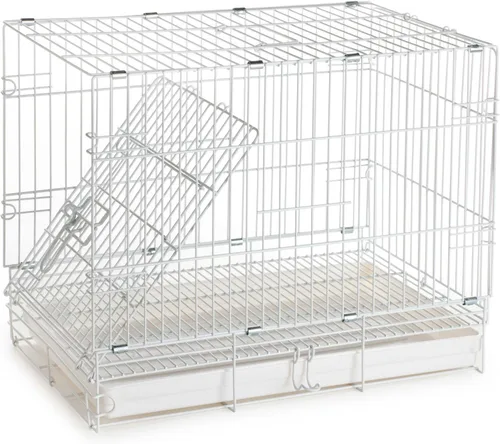 Miniatura 4 de Durable fácil portátil de metal de viaje o veterinario plegable loros aves jaula a prueba de mordeduras con comederos de acero inoxidable soporte