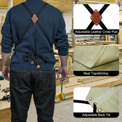 Miniatura 4 de Pelocapa Woodworking Tools Apron for Men Heavy Duty Waterproof Cotton Canvas Apron with 6 Pockets