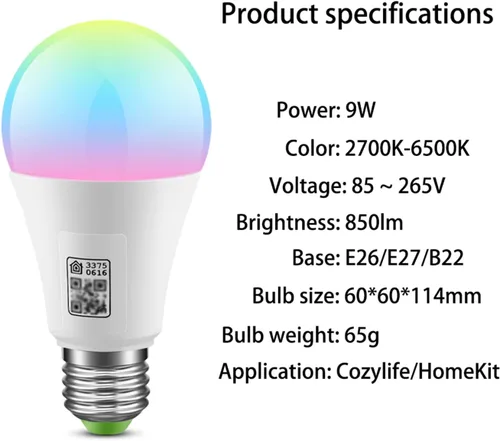 Miniatura 7 de Bombillas inteligentes: bombilla LED WiFi, funciona con Apple Homekit, Alexa, Google Home y Siri, bombilla inteligente LED E26, regulable de 2700