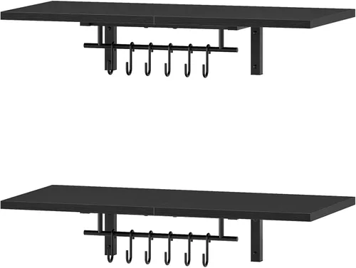 Miniatura 8 de CHOEZON Estantes para Ollas Montados en Pared, Juego de 2 Estantes Colgantes para Ollas, Estantes Flotantes, Estantes de Pared, Colgadores Vintage