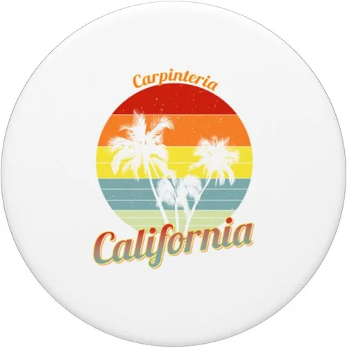 Miniatura 3 de Carpinteria California Retro Tropical Palm Trees Vacation PopSockets Swappable PopGrip