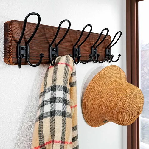 Miniatura 2 de Dseap Perchero de Pared Montado - Perchero Resistente de Granja Rústico de Pared con 5 Ganchos de Alambre para Ropa, Sombrero, Chaqueta, Toalla