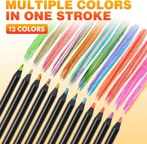 Miniatura 4 de nsxsu Suministros de arte para niños, adolescentes y adultos, 12 lápices arcoíris, suministros de dibujo, lápices de colores gigantes para dibujar