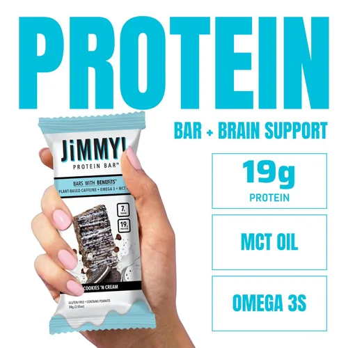 Miniatura 3 de JiMMY! Barras con Beneficios, Barra de Proteína, Cookies 'N Cream, 12 Barras, 2.05 oz (58 g) Cada Una