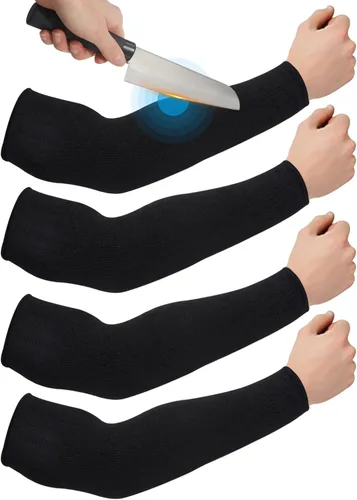 Miniatura 13 de Geyoga 2 pares de mangas protectoras de brazo para piel delgada y moretones, mangas protectoras resistentes a cortes para hombres y mujeres, Negro