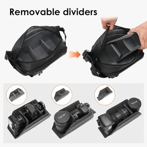 Miniatura 5 de TARION Bolsa Bandolera para Cámara Exterior - Estuche Mensajero Compacto de 5.5L para Sin Espejo - Bolsillo Expandible con Cordón Húmedo/Seco