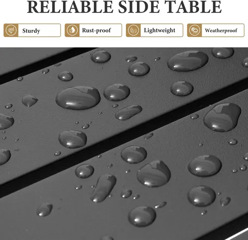 Miniatura 4 de Crestlive Products Mesa auxiliar para exteriores, mesa auxiliar rectangular de aluminio, mesa de café para patio pequeño para interiores y Negro