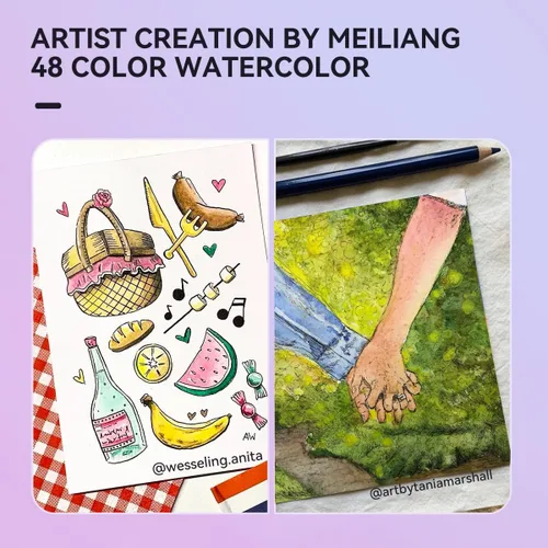 Miniatura 7 de Juego de acuarelas MeiLiang, 36 colores vívidos en caja de bolsillo con anillo de metal y pincel de acuarela, perfecto para estudiantes