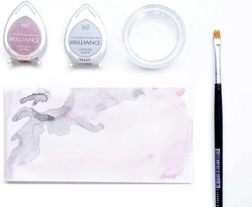 Miniatura 2 de Tsukineko Tinta pigmentaria Brilliance de 20 cc, almohadillas de tinta brillantes y gotas de rocío, color blanco claro de luna Moonlight White