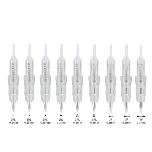 Miniatura 2 de Mellie Microblading - 10 cartuchos de agujas M3 – Compatible con máquina de maquillaje permanente Arrow, Lady & Intelli – Sombra de maquillaje 1RL
