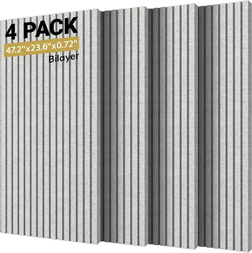 TONOR Paneles de pared acústicos de doble capa autoadhesivos de 47.2"x23.6"x0.72", paquete de 4 paneles de alta densidad para paredes, paneles de