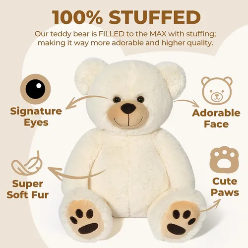 Miniatura 3 de LotFancy - Oso de peluche de 20.0 pulgadas, lindo oso de peluche con huellas, regalo para niños bebés pequeños en baby shower, cumpleaños