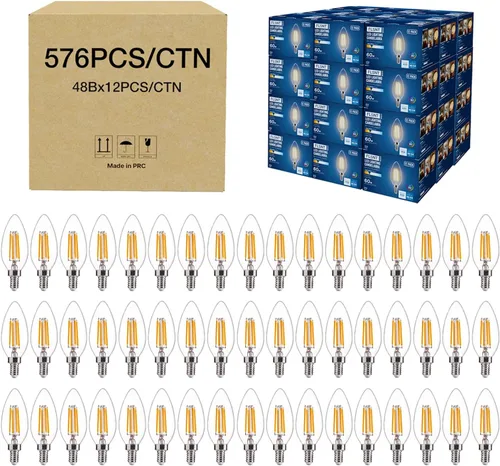 Miniatura 26 de FLSNT Amber LED Candelabra Light Bulbs 40W Equivalent, B11 E12 LED Chandelier Bulbs, 2200K Warm White, Dimmable, 330LM, 96 Pack UL,CA65 Listed.