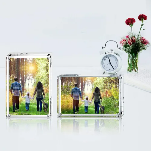 Miniatura 5 de Boxalls Marco de fotos acrílico de 4 x 6 pulgadas, marco de fotos transparente de doble cara sin marco con escritorio magnético transparente