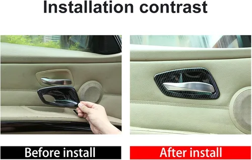 Miniatura 3 de YIWANG ABS cromo puerta interior de coche cubierta cubierta 4 unids para BMW E90 3 serie 2005-2012 Auto Accesorios (fibra de carbono)