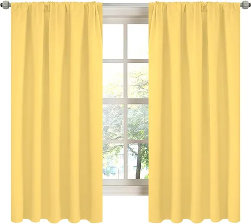 Miniatura 15 de LA PALMA Cortinas opacas con bolsillo para cortinero para sala de estar, bloqueo de luz, aislamiento térmico, reducción de ruido, cortinas