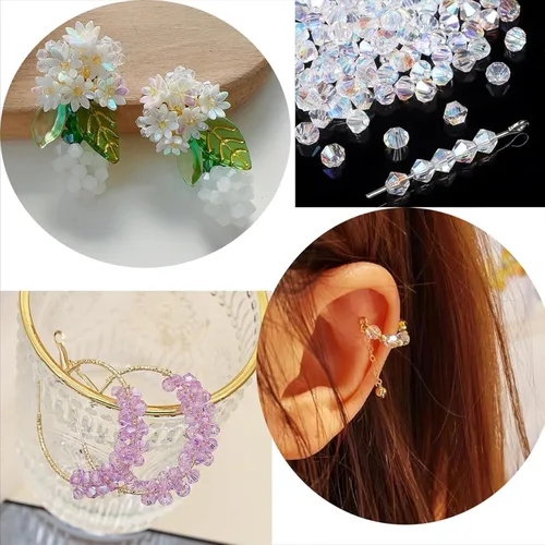 Miniatura 6 de YouLuo Cuentas de cristal de bicona, cuentas de cristal AB transparentes facetadas, cuentas espaciadoras sueltas a granel para manualidades