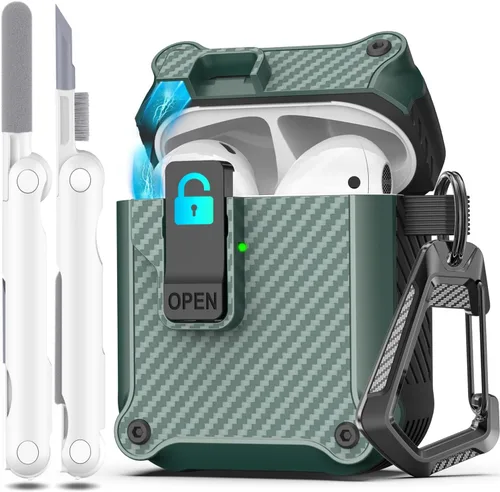 Miniatura 46 de R-fun - Funda para audífonos compatible con AirPods de 4.ª generación 2024, cubierta protectora de expulsión automática a prueba de caídas, puerto