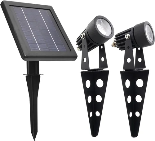 Miniatura 10 de 4 Focos Mini 50X LED Alimentados por Energía Solar (LED Blanco Cálido), Acabado Negro, Foco Descendente para Jardín Exterior, Patio y Paisajismo