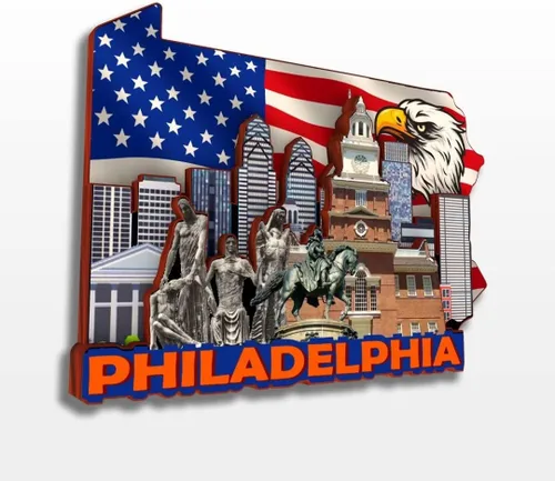 Miniatura 10 de Lancaster Pennsylvania USA America - Imán de madera para nevera, colección de madera, madera 3D, hecho a mano, recuerdos de la ciudad, imán
