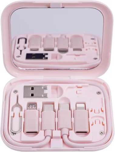 Miniatura 11 de Tarjeta de carga USB-C: kit de cable adaptador de carga múltiple USB con cable de 11.0 in, adaptadores USB C a A/Micro USB/luz, estuche de espejo