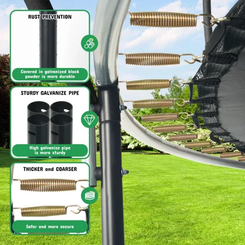 Miniatura 4 de Polar Aurora Trampolín para exteriores de 10 pies, 12 pies, 14 pies, 16 pies, con red de seguridad, almohadilla de resorte engrosada, trampolín