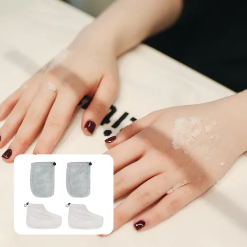 Miniatura 6 de 2 pares de guantes de parafina para pies cera de parrafina para manos cera caliente para manos cera caliente para manos guantes de baño guantes
