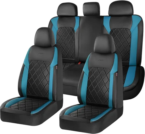 Miniatura 75 de Coverado Juego completo de fundas de asiento de automóvil, fundas de asiento negras para asientos delanteros y traseros de automóvil, protector