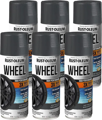 Miniatura 9 de Rust-Oleum 368076-6PK Pintura en aerosol para ruedas de alto rendimiento, 11 onzas, negro brillante, paquete de 6 Brillo negro