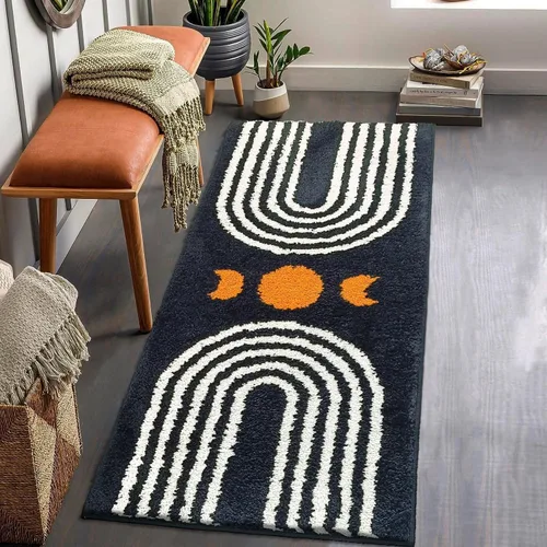 Miniatura 16 de Alfombras de baño bohemias, lindas alfombras de baño bohemias antideslizantes de microfibra abstracta para dormitorio, alfombra pequeña, decoración