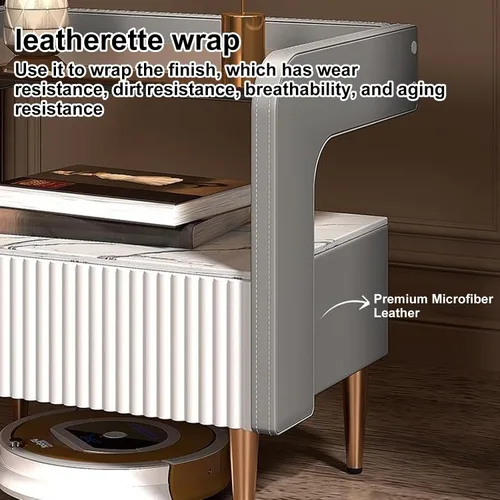 Miniatura 5 de Moderna mesita de noche de madera maciza con cajón, mesa de noche de madera de primera calidad, mesa auxiliar, Mesita de Noche para dormitorio