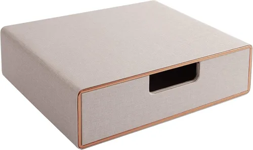 Organizador de cajones apilable de piel sintética clásica hecha a mano, organiza accesorios de escritorio de oficina en casa y clasifica papel Beige