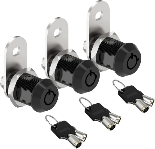 Miniatura 10 de Paquete de 1 cerradura de gabinete con llaves, cerraduras tubulares de leva de 5/8 pulgadas con llave similar, cerradura de RV para armarios de Negro