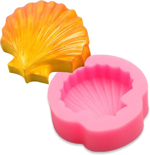 Miniatura 7 de Molde de silicona para fondant de concha, 4 paquetes de moldes de chocolate para hornear temática marina decoración de pasteles, adornos de 4