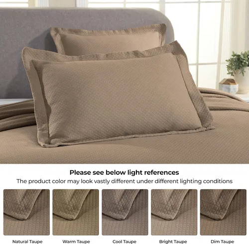 Miniatura 5 de Cubrecama doble Superior Diamond Solitaire de algodón de primera calidad Jacquard Matelassé con fundas de almohada a tono, color aguamarina, Marrón