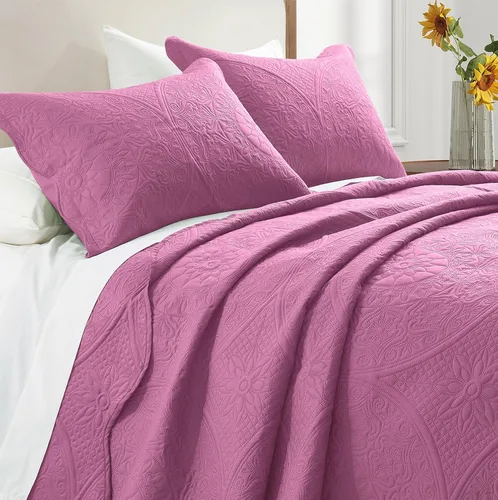 Miniatura 30 de IR Imperial Rooms Velvet Twin Quilt Bedspread Comforter Bedding Set 2 Pcs Diamond Pattern - (68"x86") Bedspread Coverlet + 1 Pillow Shams