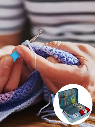Miniatura 8 de Abizarch Kit de 59 piezas de ganchos de ganchillo para principiantes adultos, kit de inicio de tejer para adultos con mango ergonómico de agarre