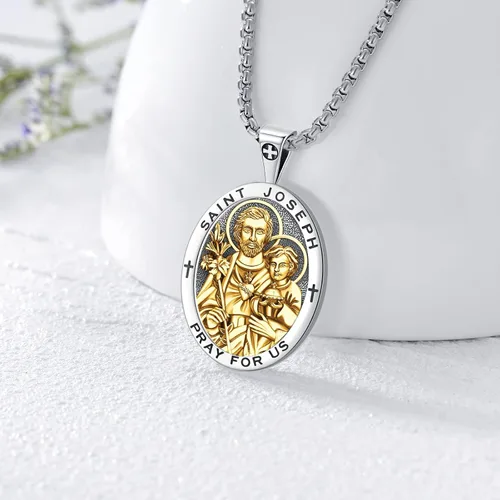 Miniatura 86 de Eusense San Miguel San Cristóbal San Benito San Judas Virgen María Collar chapado en oro 925 joyería religiosa para hombres y mujeres, collar