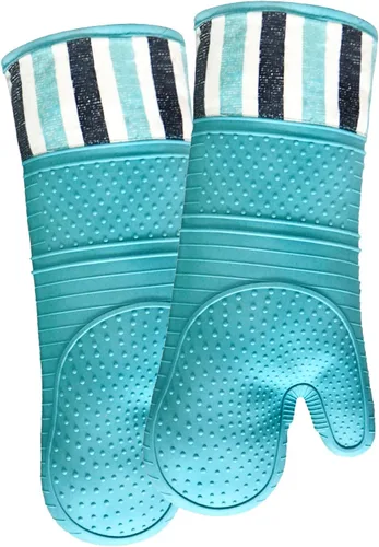 Guantes de horno resistentes al calor de 550 grados, guantes de silicona para horno, 1 par, guantes de horno profesionales extra largos, aptos para