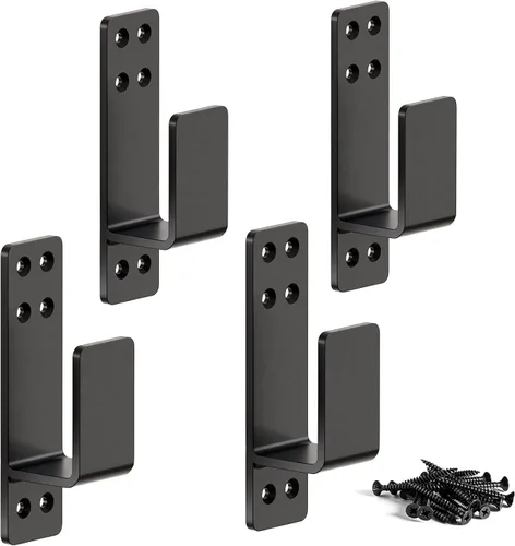 Miniatura 8 de Soportes de barricada de puerta de 2 x 4 resistentes, 2 piezas, soportes para barra de puerta, para seguridad en el hogar, color negro