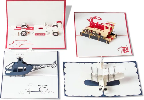 Miniatura 10 de Tarjetas de felicitación 3D Pop Up Happy Birthday Gift para niños. Juego de 4 paquetes surtidos (paquete de 4, surtido)