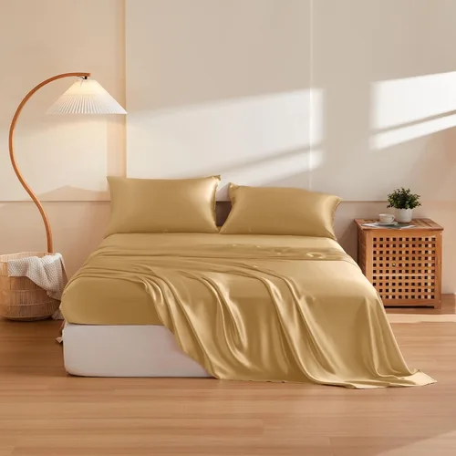 Miniatura 24 de THXSILK Juego de sábanas de seda de 4 piezas, sábanas de seda de morera 100% natural de grado superior 6A+, juegos de ropa de cama de lujo, ultra