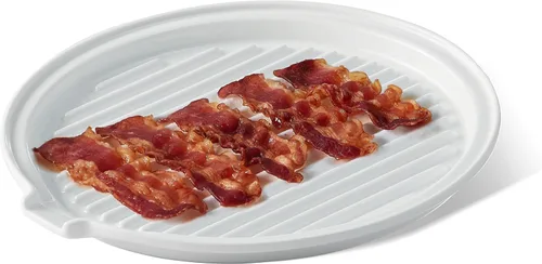 Miniatura 11 de ONEMORE Bandeja para Tocino de Microondas con Tapa Cocinador de Tocino de Cerámica Rejilla para Carne para Cocinar en Horno Fabricante de Tocino