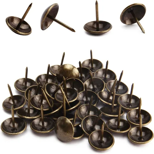 Miniatura 8 de 20 tachuelas redondas para tapicería de 0.748 in de diámetro de la cabeza, hierro galvanizado, estilo vintage, metal de 0.906 in/0.91 pulgadas