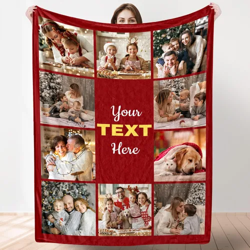 Miniatura 25 de Artsadd Manta personalizada con collage de texto fotográfico, manta de fotos personalizada para hombres, mujeres, él o ella, manta personalizada