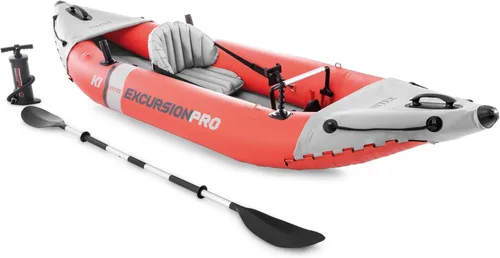 INTEX 68303EP Excursion Pro K1 Juego de kayak inflable: incluye remos de kayak de lujo de 86 pulgadas y bomba de alto rendimiento - PVC SuperTough -