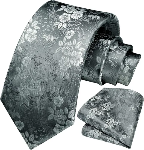 Miniatura 232 de Corbatas florales tejidas clásicas para hombre, corbata cuadrada de bolsillo, corbatas formales para hombres, boda con pañuelo