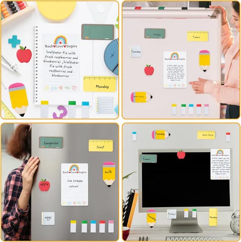 Miniatura 6 de Xqumoi Teaching is A Work of Heart - Juego de notas adhesivas de 550 hojas, lápiz en forma de manzana, blocs de notas autoadhesivas, notas
