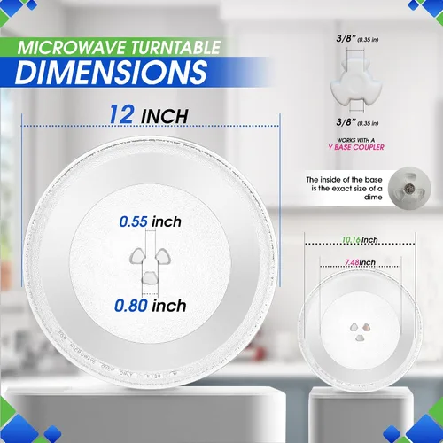 Miniatura 3 de Reemplazo de plato para microondas de 12" W10337247 W11367904 para microondas Whirlpool - Plato giratorio de vidrio para horno microondas - Plato